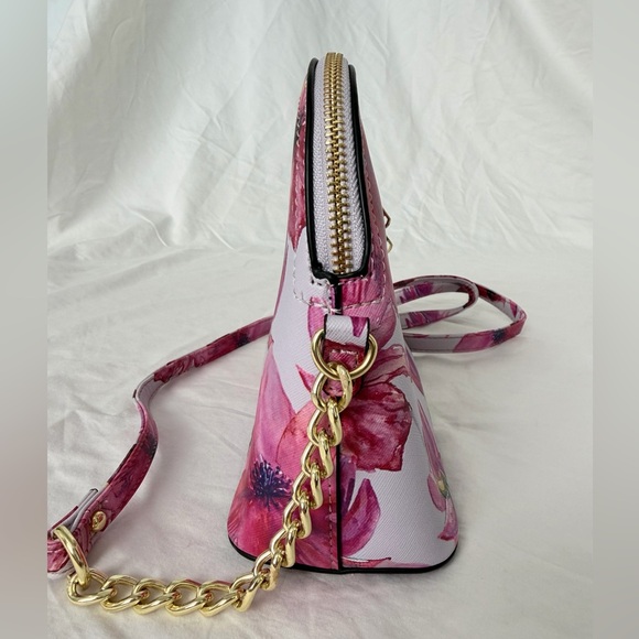 Steve Madden Purple Floral Tropical Print Dome Crossbody Purse - Picture 6 of 16